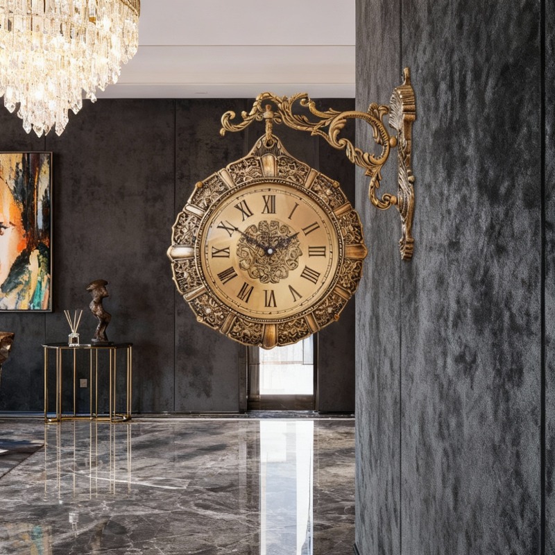 Luxury Lifestyle Aesthetic - Nordic Retro Woonkamer Wandklok Stil Dubbelzijdig
