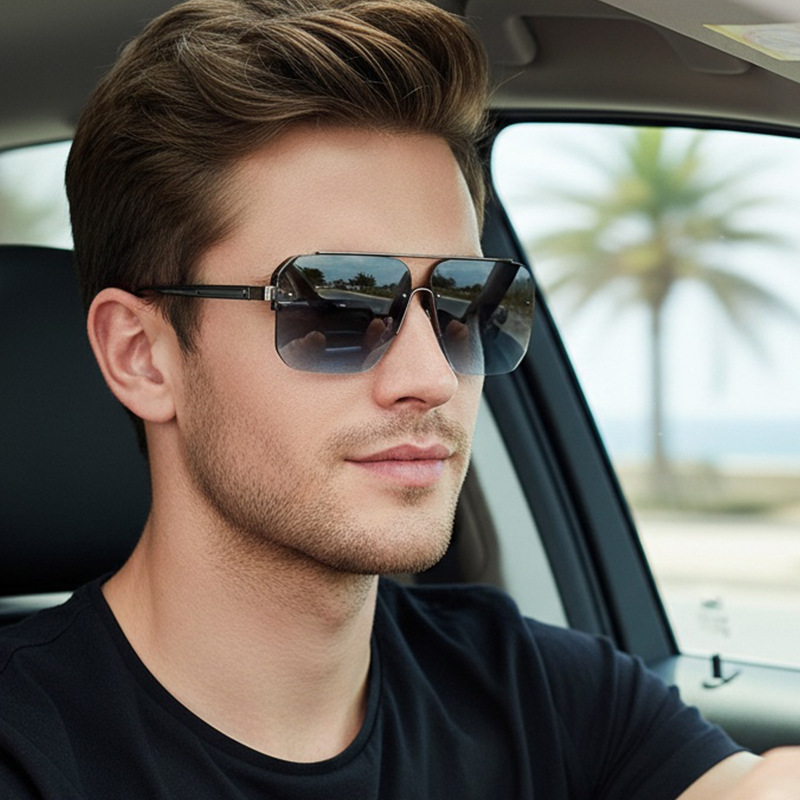 Luxury Zone - Nieuwe Gradient Half-frame zonnebril Herenmode Metalen